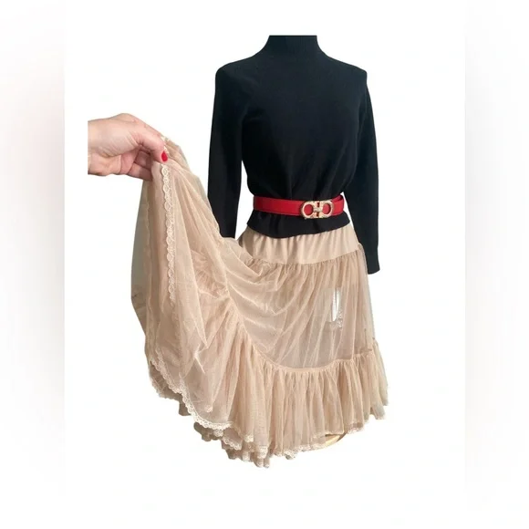 Vintage Anthropologie Odille Black Layered Tulle Skirt - pristine size S/M - Picture 2 of 11